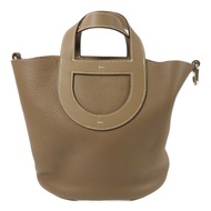 HERMES Clemence皮革In The Loop 23銀扣手挽袋Etoupe