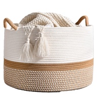 Large Cotton Rope Blanket Basket for Storage Laundry Nursery Foldable Storage Basket Dirty Clothes B