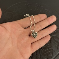 Chrome Hearts Necklace/925 Silver Heart Pendant Necklace/Cross Flower Pattern Design