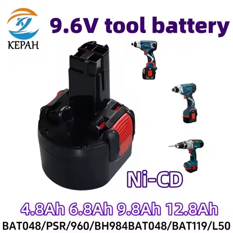 🛒New 9.6V Ni-Cd Rechargeable Battery | 4800-12800mAh, for Bosch PSR 960/BH984/BAT048/BAT119 Power To