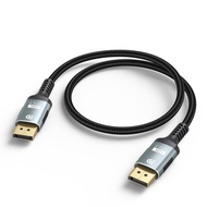 Kabel DisplayPort Pendek 2.1 1.5FT, Kabel DisplayPort 2.1 DP ke DP 16K (8K@240Hz, 4K@240Hz) HDR, DSC