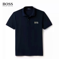 เสื้อโปโลผู้ชาย (BOSS) แขนสั้นคอปกเสื้อยืดผ้าฝ้ายคุณภาพดีสวมใส่สบายออกแบบอย่างดีผ้าฝ้าย 100% (รับประ