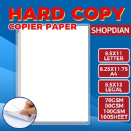 100Pcs Hard Copy Bond Paper Short / A4 / Long High Quality 70gsm / 80gsm / 100gsm Copy Paper
