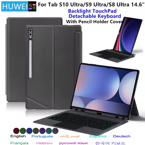 Backlight Keyboard Cover for Samsung Galaxy Tab S10 Ultra 14.6 S8 Ultra S9 Ultra, Keyboard Case for 