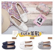 Fufa Shoes Brand Women's Walking Comfortable Peas Shoes-White/Dark Blue/Gray 1DR32