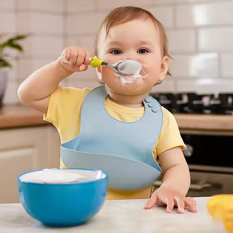 Baby drool bib silicone bib, baby drool bib anti-dirt waterproof bib food-grade silicone bib