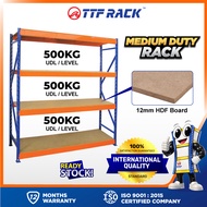 TTF Rack™️ (IHB) Ideal Longspan Shelving Rack (H)150-210cm 12mm HDF Board Medium Duty Rack 4 Levels 