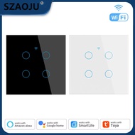 AXUS EU WiFi Smart Touch Switch Glass Panel Light Switch 1-3 Gang Alexa Voice Control