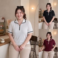 B10 V-Neck Zip-Up Shirt-Tweed Fabric Beautiful And Soft To Wear Chubby Girls Can It. Work
