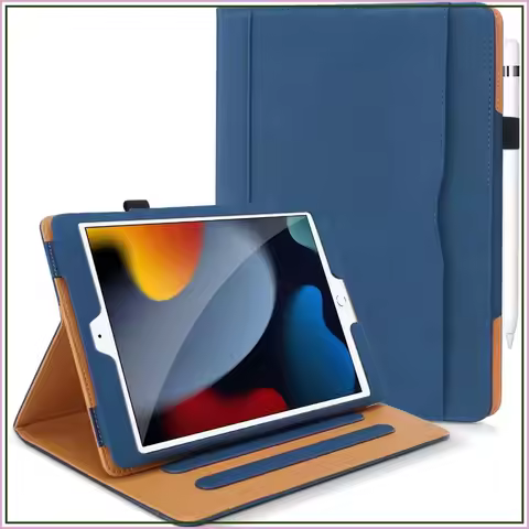 iPad 9th/8th/7th Gen 10.2" Case with Pencil Holder, Auto Sleep/Wake, Multiple Angles (NavyBlue)