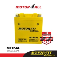 MOTOBATT Gel MTX5AL Motorcycle Battery Premium Yuasa Replacement with AGM Technology Motor4all