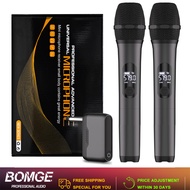 BOMGE Dual-Channel Wireless Microphone System Rechargeable Receiver for KTV