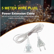 5Meters 2pin EU Plug Extension Wire Transparent Cable for Led String Light