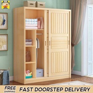 SG Pine Sliding Door Wardrobe 1.2/1.4/1.6/1.8m Two Doors Log Cabinet