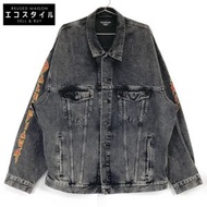 Balenciaga Black 2021 Metal Logo Denim Jacket, Size L, 694504