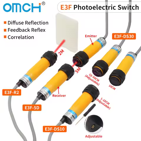OMCH E3F M18 10cm 30cm 2M 5M Optical Detection Diffuse Feedback Reflection Reflective Photoelectric 