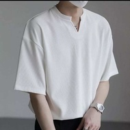 ÁO thun gân cổ chữ v ngắn tay PN.STORE fom rộng dáng trẻ chung dễ phối đồ nam Menswear