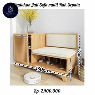 Dudukan Jati Sofa Multifungsi Rak Sepatu Sandal