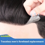 วิกผมผมปลอมผู้ชายส่วนหน้าสำหรับผู้ชาย6ชิ้นเทปฟรีหน้าผากหัวผมปลอมมนุษย์สำหรับศีรษะล้านผมสำหรับต่อ Rem