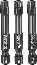 HARFINGTON 3pcs T40 Torx Screwdriver Bit 1/4" Hex Shank 50mm/2" Length S3 Steel Magnetic Tamper Proo