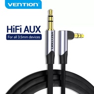 Vention Aux Cable 3.5mm Male to Male AUX Audio Cable Flat Cable Aluminum alloy Elbow Gray Loudspeake