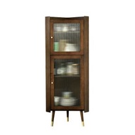 找得 - 實木三角櫃客廳牆角櫃轉角置物架收納櫃（胡桃色 不包安裝）5024