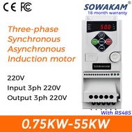 3ph อินพุต0.4KW 22KW VFD 220V เอาต์พุต220V 3ph มอเตอร์แบบซิงโครนัส220V เครื่องควบคุมความเร็วอินเวอร์