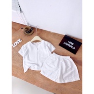 X53 Bộ quần áo bé trai Set áo đũi cổ V kèm quần sooc đùi cho bé trai