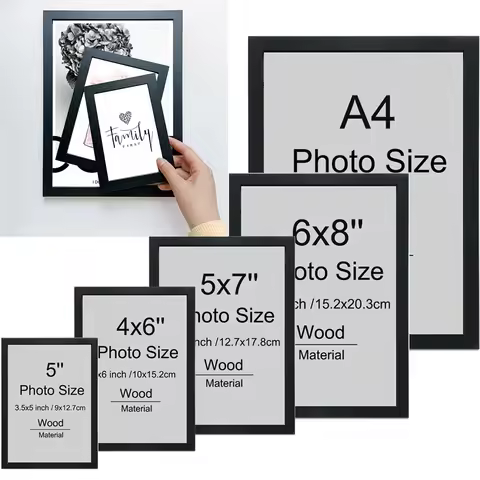 2/3/4PCS 5'' 6'' 7''A4 A4 Wood Picture Poster Frame family Photos Frame Black Certificates Classics