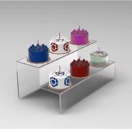 Acrylic Riser Food 2 Tier Stand 2 Tier Acrylic Ladder Display Action Figure AS86