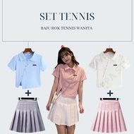Oppa Style Shop SET SPORT TOP SKORT POLO Shirt Tennis Skirt Mini Skirt with inner Pants Short Skirt Pleated Skirt LisaRok Korean Skirt Tennis Golf Gym Sports Code B2H7