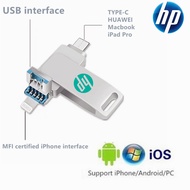 HP OTG แฟลชไดรฟ์3-In-1 TYPE-C Pendrive 512GB หน่วยความจำ1TB สำหรับ iPhone Android IOS อุปกรณ์แฟลชไดร