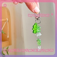 Buy 1 get 10 off ของ1บาท พวงกุญแจรูปใบไม้สี่ใบสำหรับโทรศัพท์ทำจากลูกปัดทำด้วยมือของขวัญสำหรับสายคล้อ