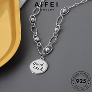 AIFEI JEWELRY 925 For Silver Necklace Original Perempuan Korean Women Accessories 純銀項鏈 Medal Rantai Chain Retro Pendant Leher Sterling Perak N288