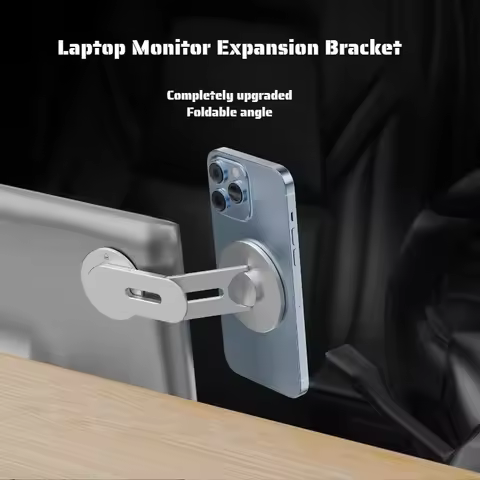 Magnetic Phone Holder for Laptop Monitor Adjustable Magnetic Laptop Side Mount Clip Expansion Bracke