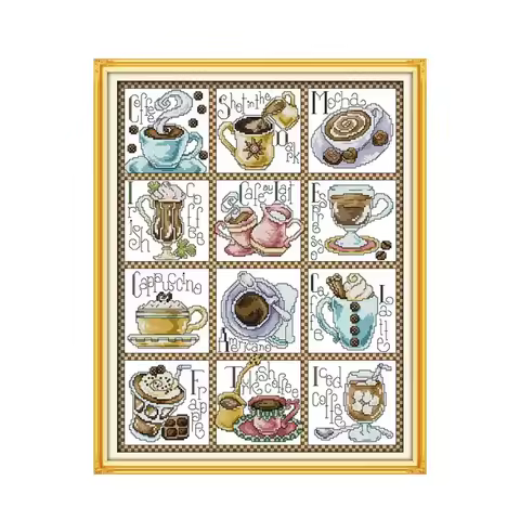 December coffee cross stitch kit cartoon 14ct 11ct count print canvas stitching embroidery DIY handm