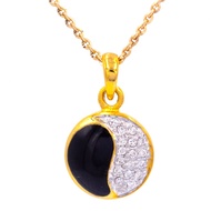 Happy Jewelry จี้หยินหยาง ลงยา ทองแท้ 9k 37.5% เพชรเกสร PD168 [เฉพาะจี้]