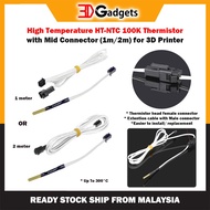 HT-NTC 100K High Temperature Thermistor with Mid Connector (1m/ 2m) E3D V6 for 3D Printer