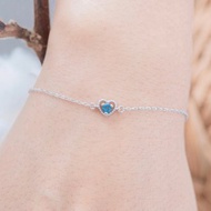 倫敦藍托帕石925純銀心之石手鍊