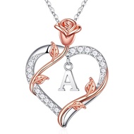 Iefil Mothers Day Gifts for Wife - 925 Sterling Silver Heart Initial Necklace, Anniversary Birthday 