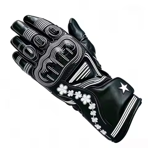 GPP color defect motorcycle leather gloves black and white