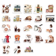 46pcs  Cafe Element Stickers Retro Innovative Literary Nostalgic Decorative Stickers，Stationery Decoration Stickers Suitable  For Photo Albums Diaries Cups Laptops Mobile Phones Scrapbooks