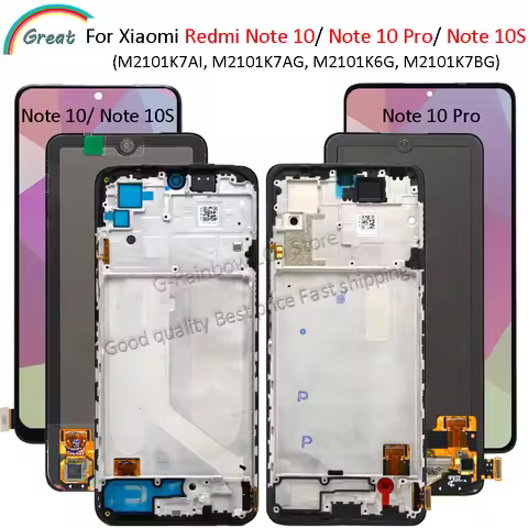 AMOLED For Xiaomi Redmi Note 10 Pro Note10 Pro LCD with Frame Touch Panel Screen Digitizer For Redmi