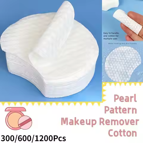 300/600/1200Pcs Pearl Pattern Makeup Remover Cotton Facial Cleaning Thick Cotton Pad Women Travel Ma