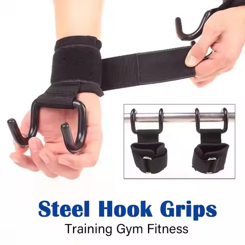 Steel Hook Grips Straps Adjustable Grip Hook Fitness Hard Pull Power Hook Pull-up Power Assist Horiz