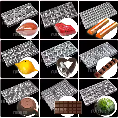 Belgian Polycarbonate Chocolate Molds Baking Cake Sweets Candy Bar Mould BonBon Confectionery Tools 