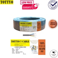 Tottyo Ⅳ [100% Pure Copper] (23/016) 3 Core Flexible Cord Cable - Grey/White 90 m (±)