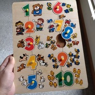 ［二手］木製數字配對拼圖幼兒早教玩具