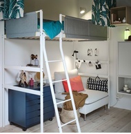搬屋平售- IKEA VITVAL 高架床框, 白色/淺灰色, 單人床 連床褥 loft bed frame, white/light grey, Single