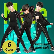 Kids Boys Gilrs 2 Pcs Swimming Suit Long Sleeve Sport Set Men Swim Wear Women Swim Suit Student Spor